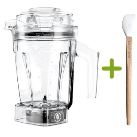 Vitamix Dry Grains Container Smart Ascent front with Kitchen Clever Spatula 3 cm wide