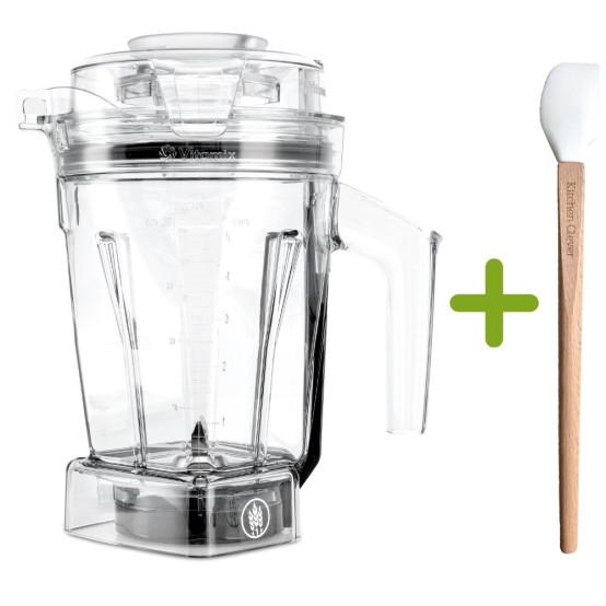 Vitamix Dry Grains Container Smart Ascent front with Kitchen Clever Spatula 3 cm wide