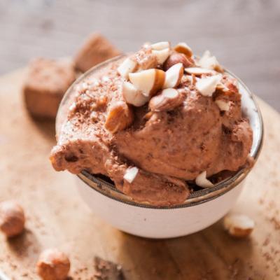 Nicecream with banana, coffee and cocoa