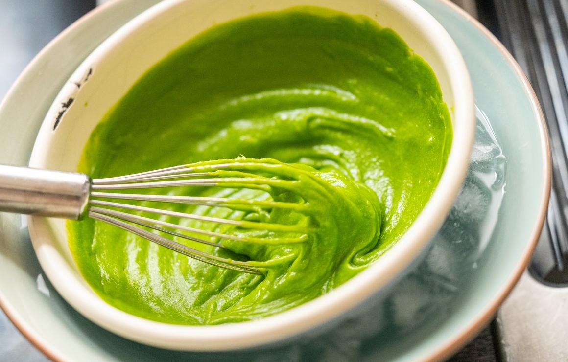 Whipped wild garlic butter with a mixer