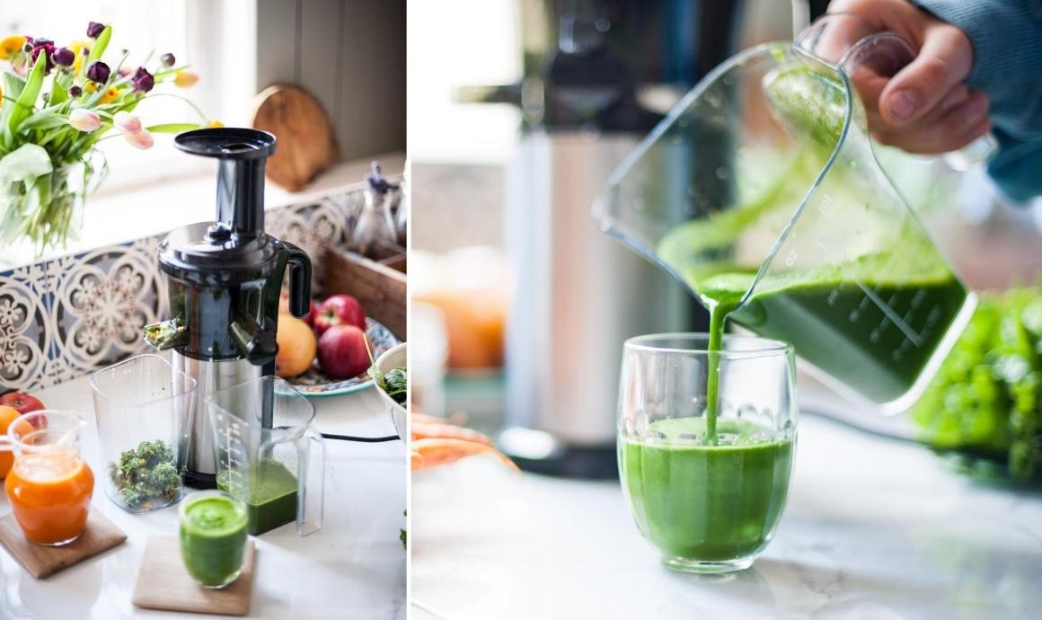 Prepare celery juice in slow juicer