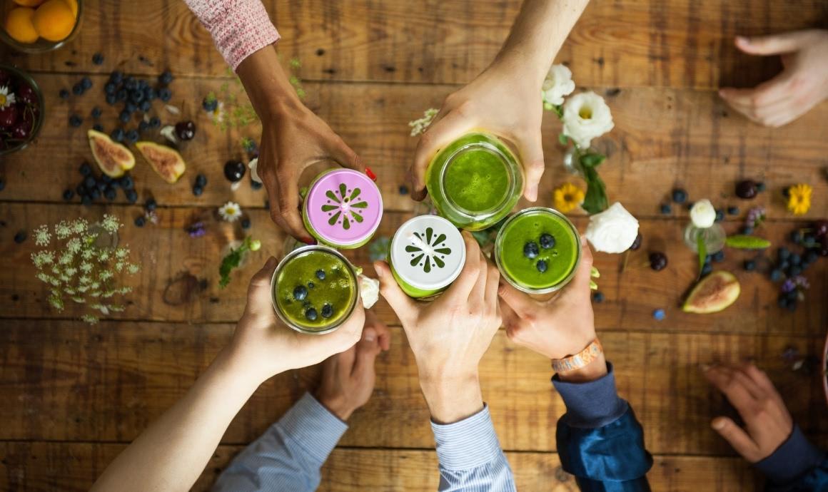 Raise a toast with green smoothies in Ball Mason jars