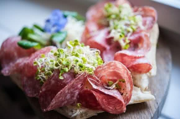 Salami sandwich with cress