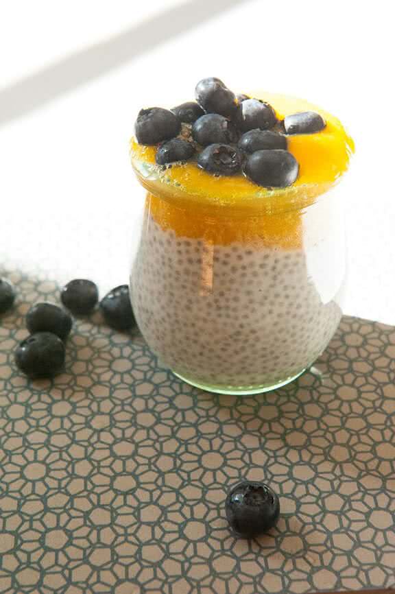 Chia seed pudding with mango puree