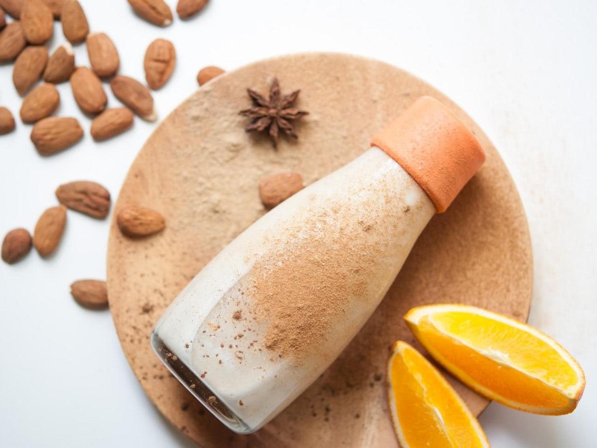 Almond milk recipe with chai spice and orange zest