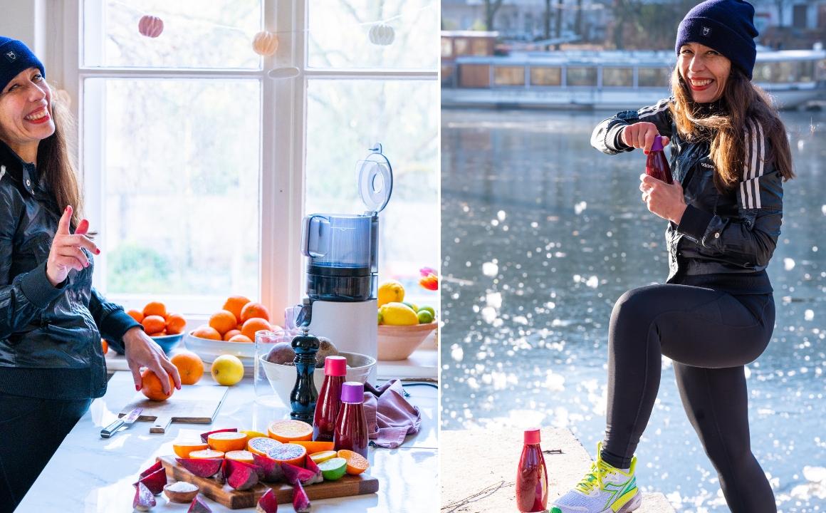 Drinking beetroot juice before running