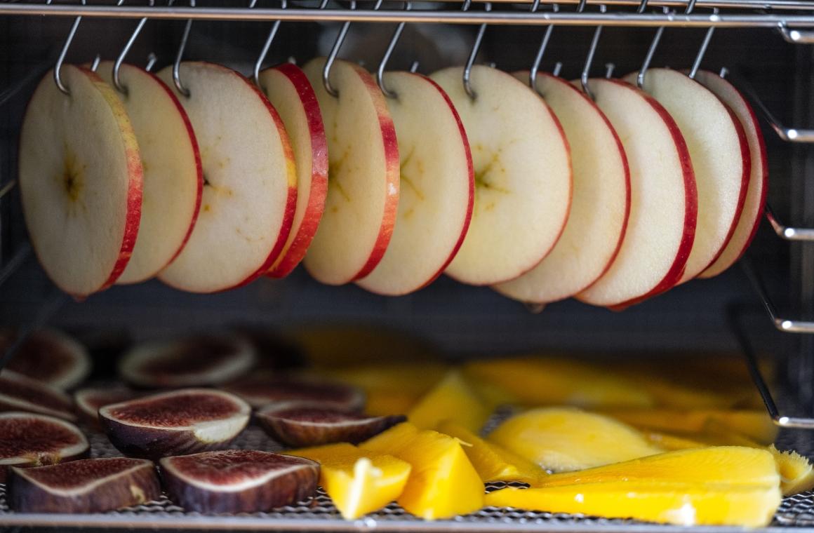 Making Apple rings with the Hanging rack with stainless steel hooks for Wartmann Food Dehydratpr