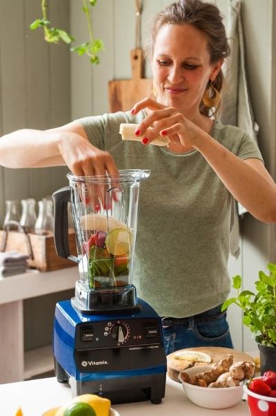 Vitamix Pro 500 with smoothie ingredients